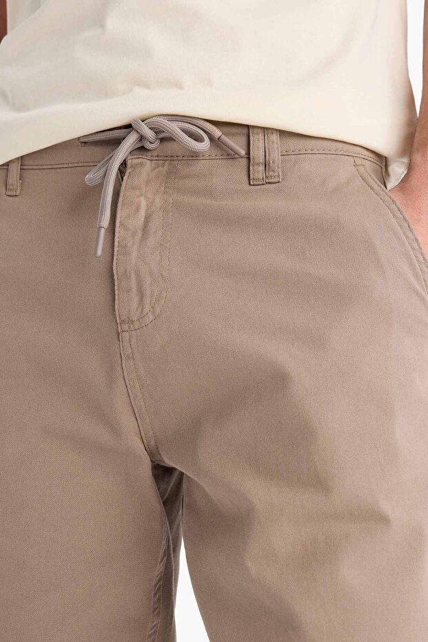 %100 Pamuk Regular Fit Düz Paça Gabardin Bermuda Şort C5397AX24SM - 4