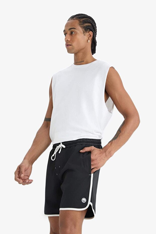 DeFactoFit Regular Fit Esnek Dokulu Kısa Boy Deniz Şortu D9631AX25HS - 5