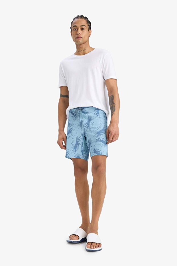 DeFactoFit Regular Fit Desenli Esnek Dokulu Deniz Şortu D9630AX25HS - 1