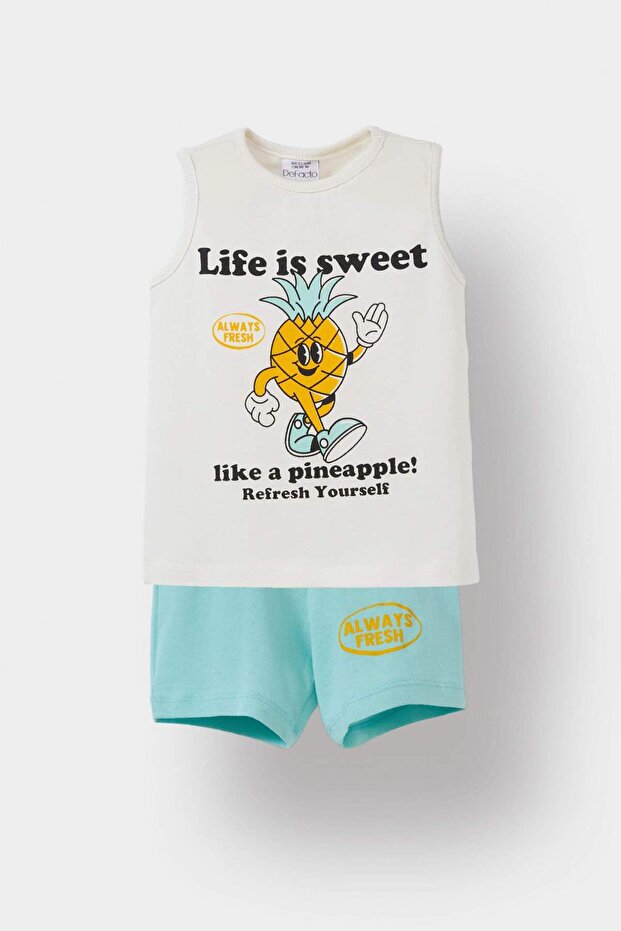 Erkek Bebek 2li Takım Baskılı Atlet Beli Lastikli Şort E1349A525SM - 1