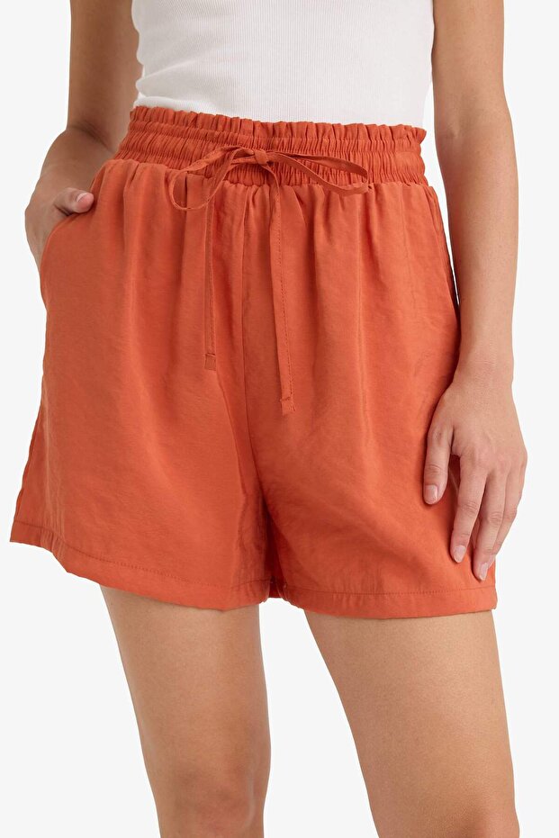 Yüksek Esnek Bel Düz Paça Şort F0487AX25SM - 7