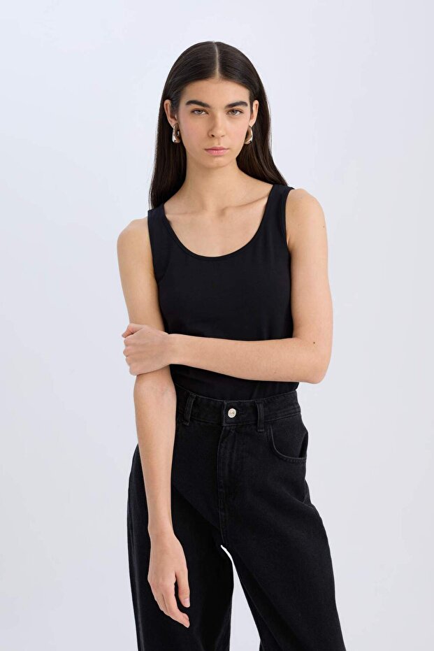 قميص داخلي بقصة ضيقة وياقة مستديرة B7432AX25SP - 3