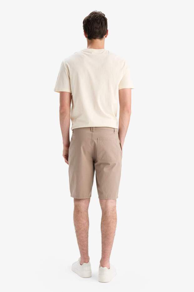 %100 Pamuk Regular Fit Düz Paça Gabardin Bermuda Şort C5397AX24SM - 5