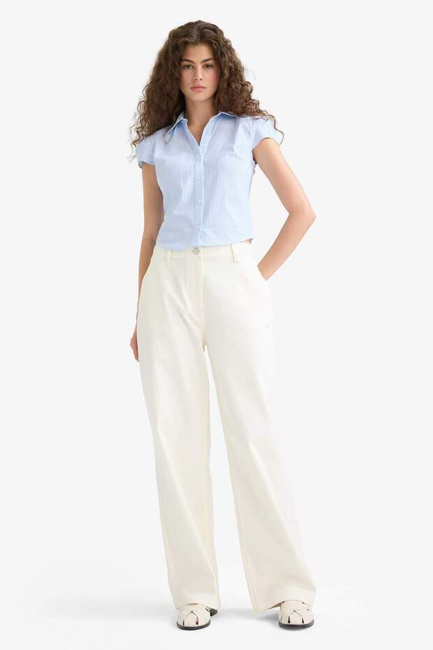 Coool Fitted Poplin Kısa Kollu Gömlek F6357AX25HS - 2