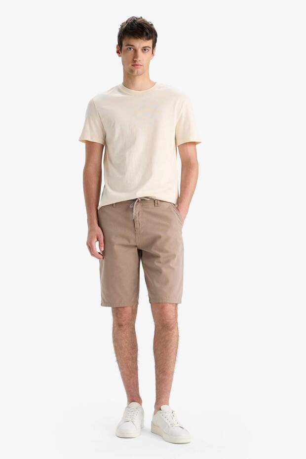 %100 Pamuk Regular Fit Düz Paça Gabardin Bermuda Şort C5397AX24SM - 1
