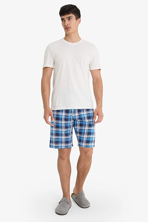 Regular Fit Kareli Cepli Şort Pijama Altı E7190AX25HS - 2