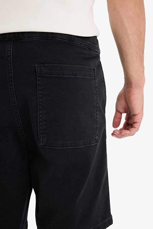Regular Fit Beli Lastikli Rahat Kalıp Jean Bermuda Şort E4552AX25SM - 7