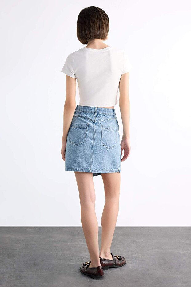 Mini Jean Şort Etek F7503AX25SM - 6