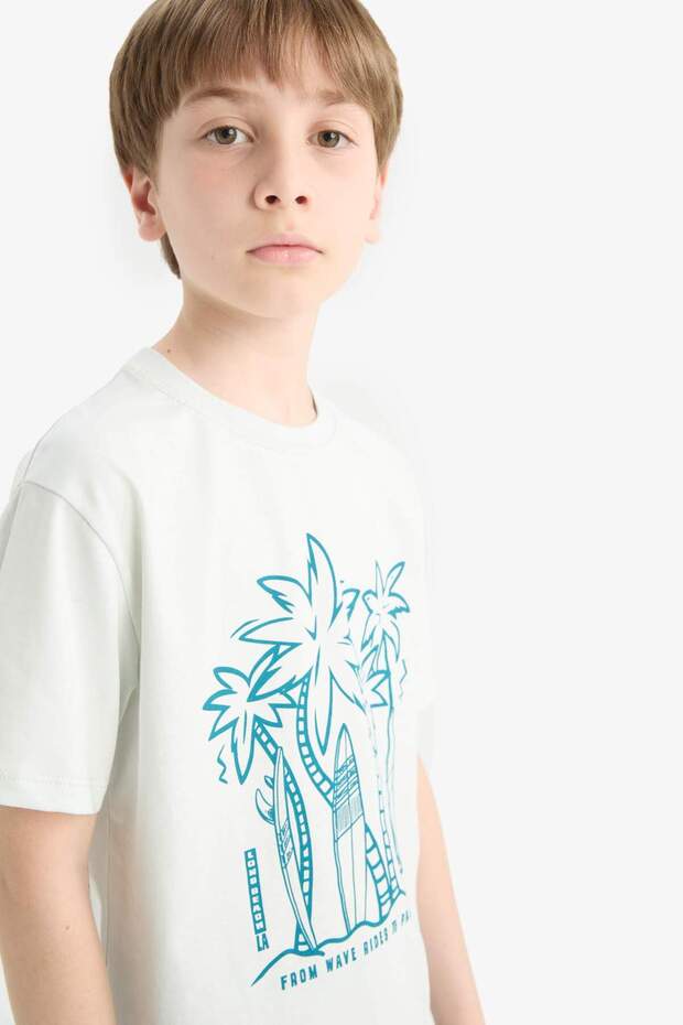 Erkek Çocuk Pijama Takımı Kısa Kollu Üst Beli Lastikli Şort F1735A825HS - 5