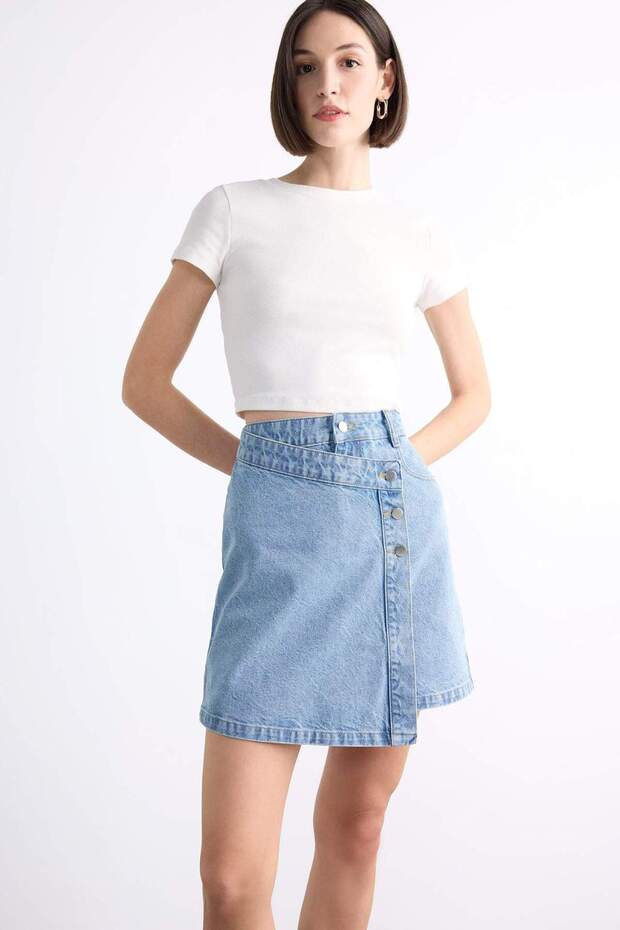 Mini Jean Şort Etek F7503AX25SM - 3