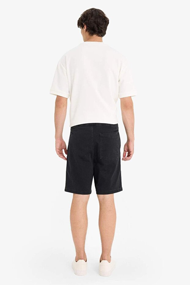 Regular Fit Beli Lastikli Rahat Kalıp Jean Bermuda Şort E4552AX25SM - 8