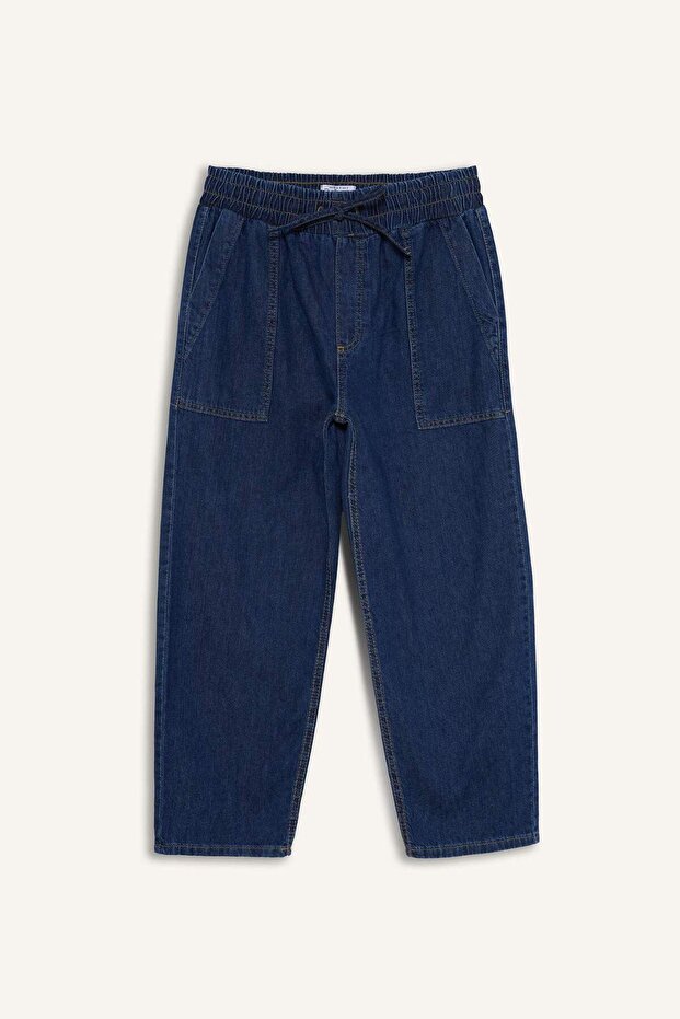 Pull On Carrot Fit Yüksek Bel Crop Fit Yumuşak Jean Pantolon E0956AX25SM - 6