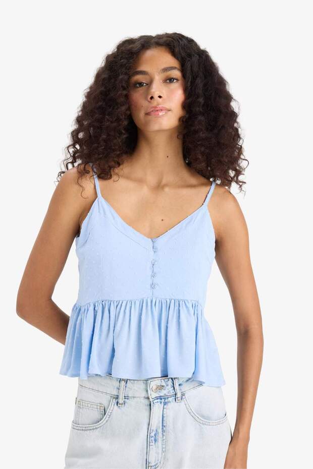 Regular Fit V Yaka Viskon Askılı Bluz F6101AX25SM - 3