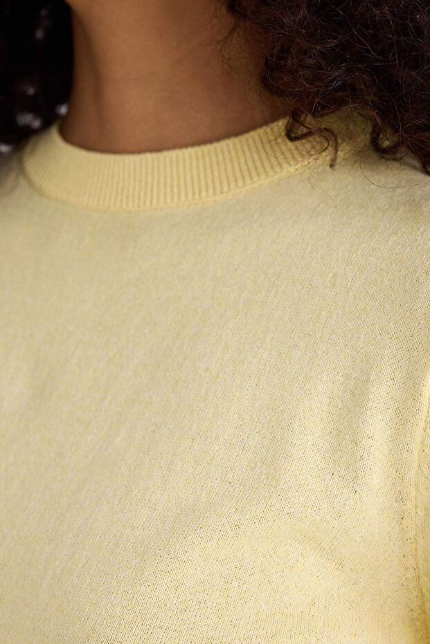 Regular Fit Bisiklet Yaka Kısa Kollu Triko Kazak F7123AX25HS - 6