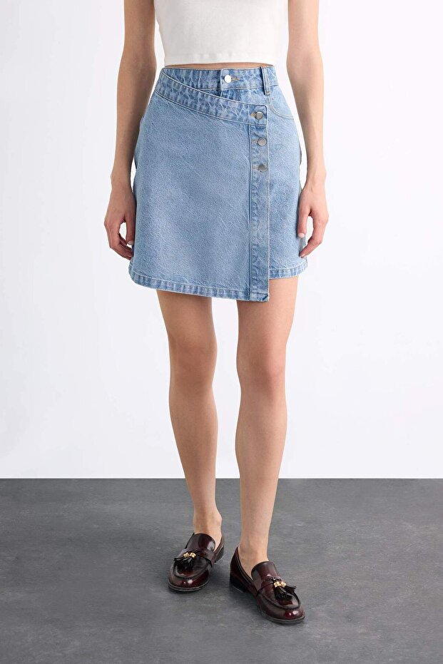 Mini Jean Şort Etek F7503AX25SM - 4