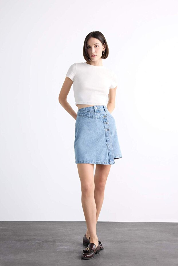 Mini Jean Şort Etek F7503AX25SM - 1