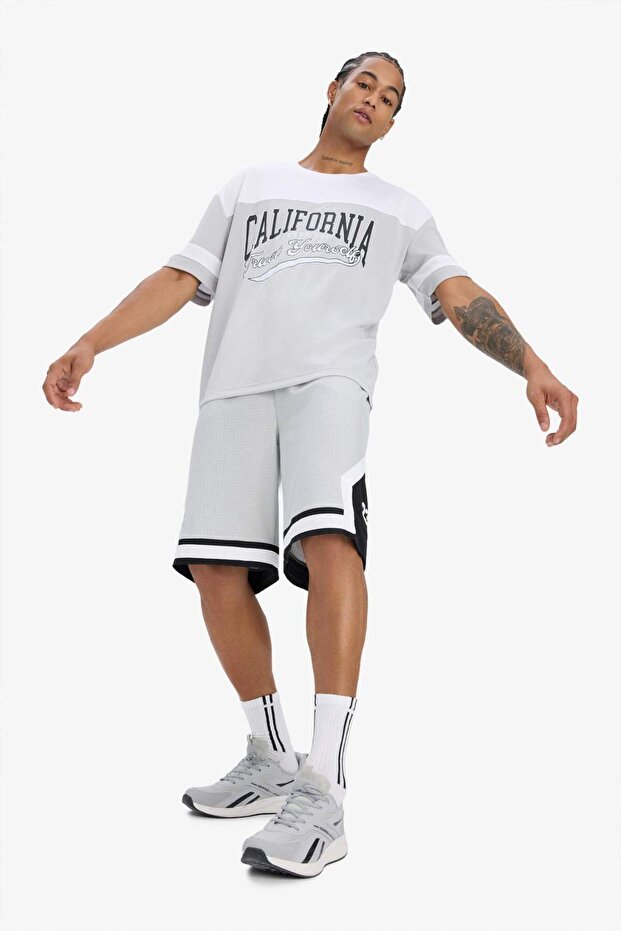 DeFactoFit Hızlı Kuruyan Oversize Geniş Kalıp Sporcu Kısa Paça Şort E4128AX25SM - 4