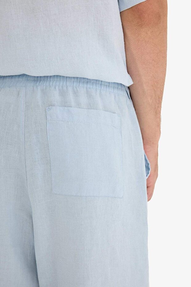 %100 Keten Relax Fit Bermuda Şort F4599AX25HS - 6