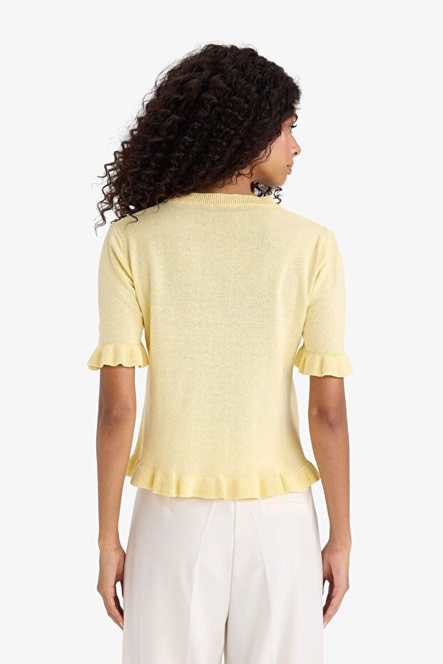 Regular Fit Bisiklet Yaka Kısa Kollu Triko Kazak F7123AX25HS - 7