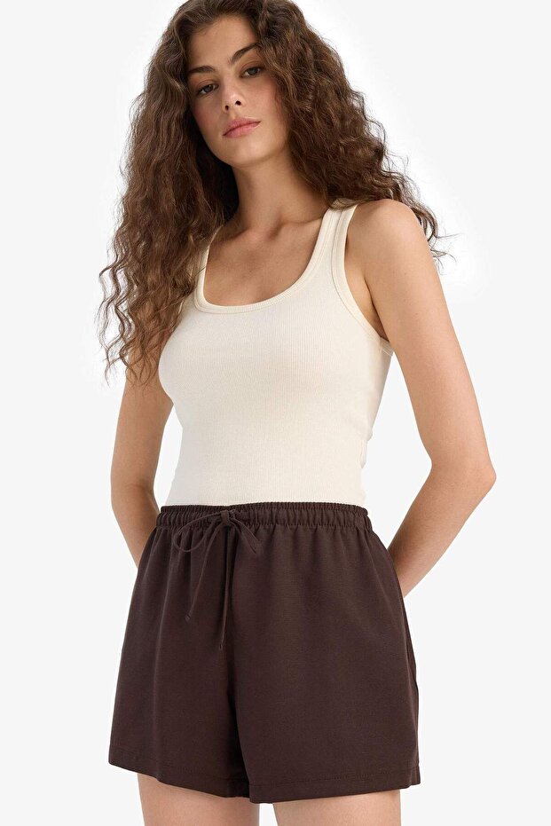 Normal Bel Kısa Paça Keten Karışımlı Şort F6365AX25HS - 4