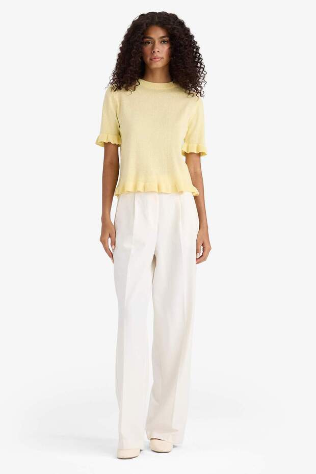 Regular Fit Bisiklet Yaka Kısa Kollu Triko Kazak F7123AX25HS - 2