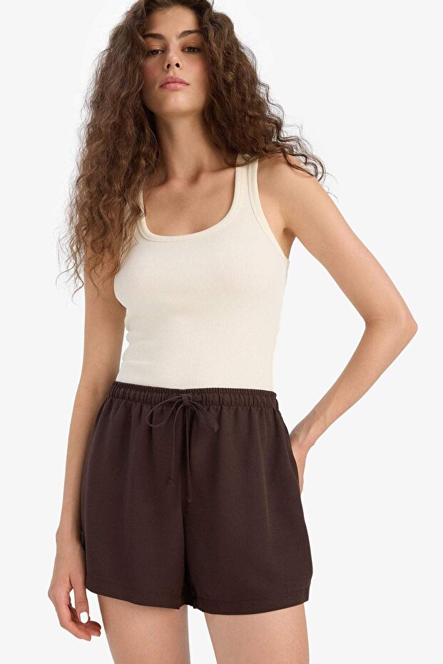 Normal Bel Kısa Paça Keten Karışımlı Şort F6365AX25HS - 3