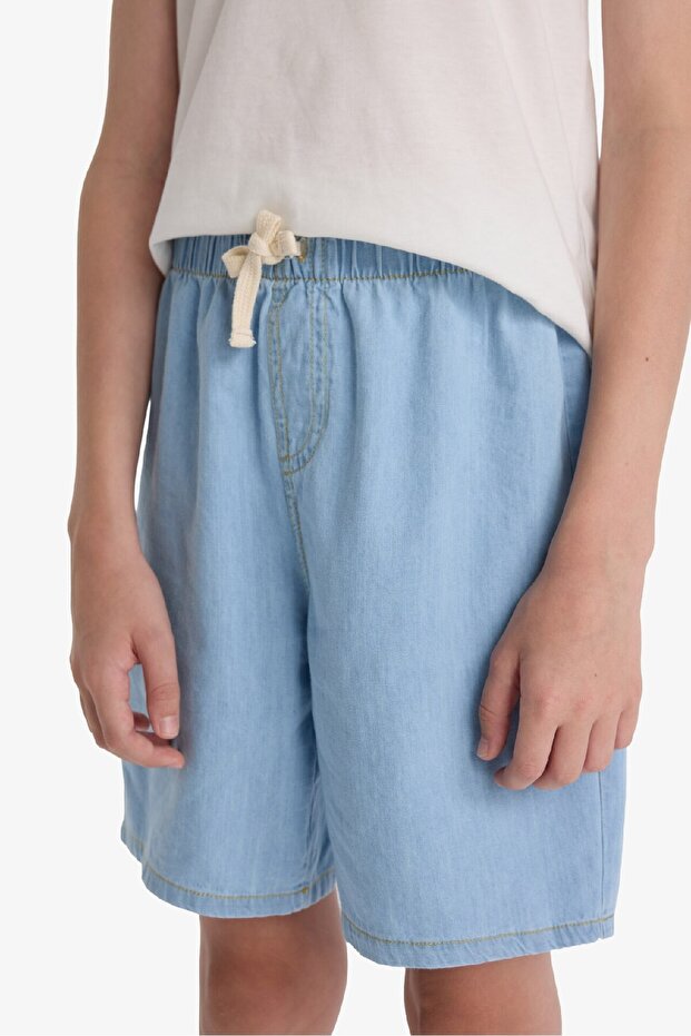 Erkek Çocuk Beli Lastikli Jean Şort D8575A825SM - 5