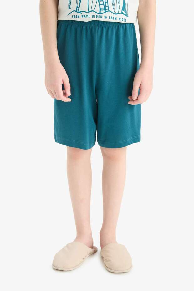 Erkek Çocuk Pijama Takımı Kısa Kollu Üst Beli Lastikli Şort F1735A825HS - 7