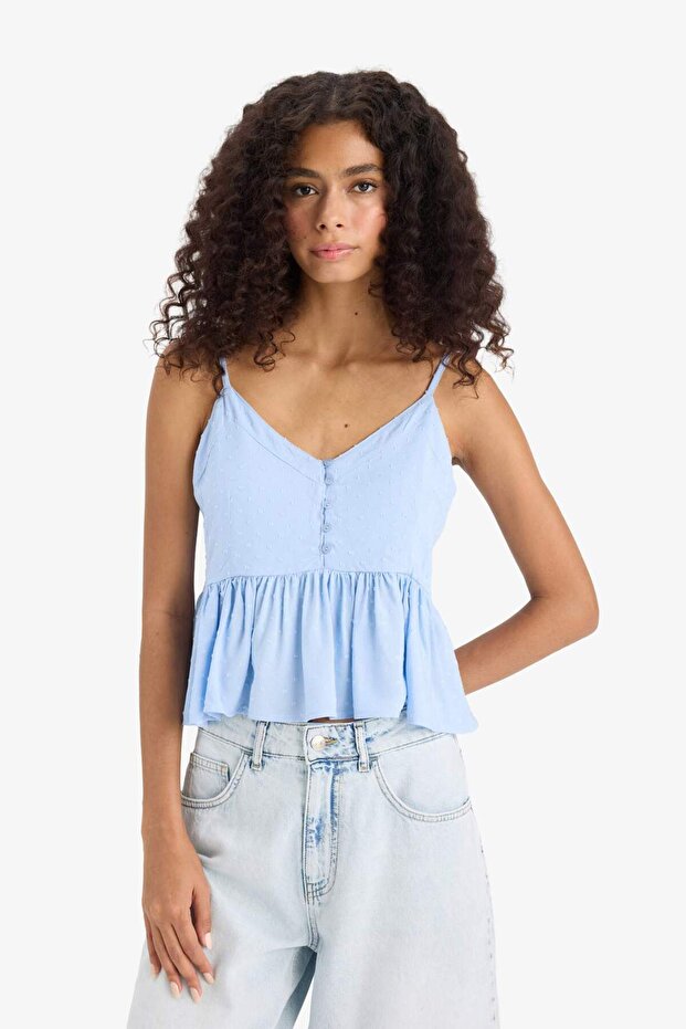 Regular Fit V Yaka Viskon Askılı Bluz F6101AX25SM - 4