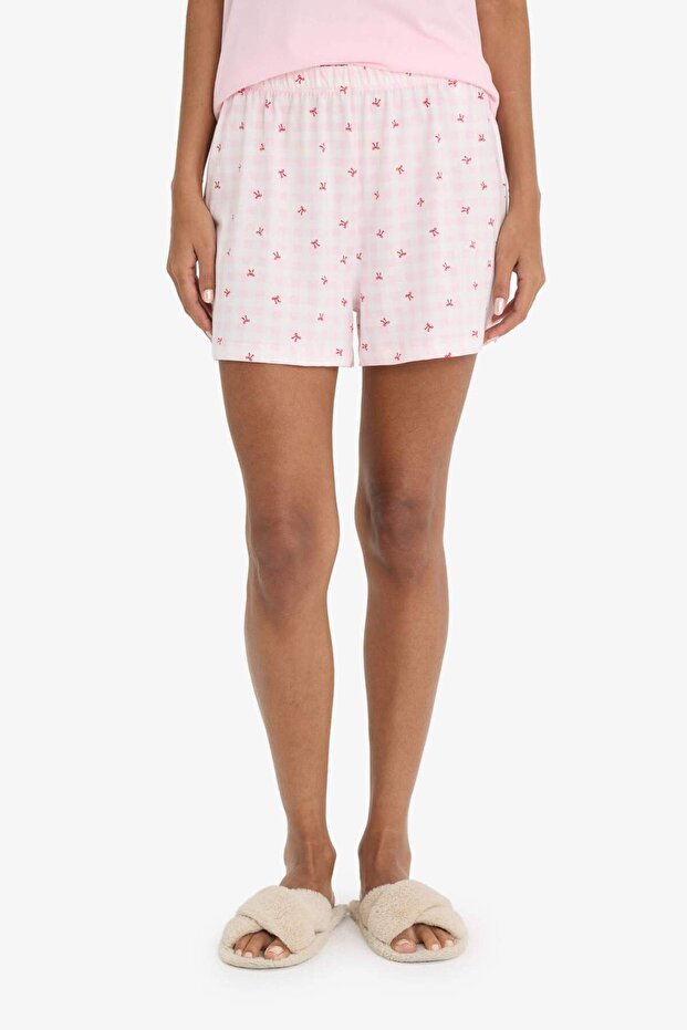 Pijama Takımı Regular Fit Baskılı Kısa Kollu Üst Şort-Fall in Love F6264AX25SM - 6