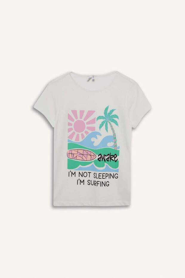 Kız Çocuk Pijama Takımı Baskılı Kısa Kollu Üst Beli Lastikli Şort E0665A825HS - 8