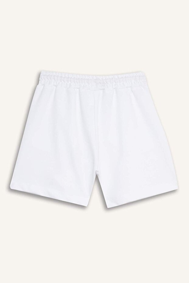 Kız Çocuk Beli Lastikli Beyaz Şort E6593A825HS - 8