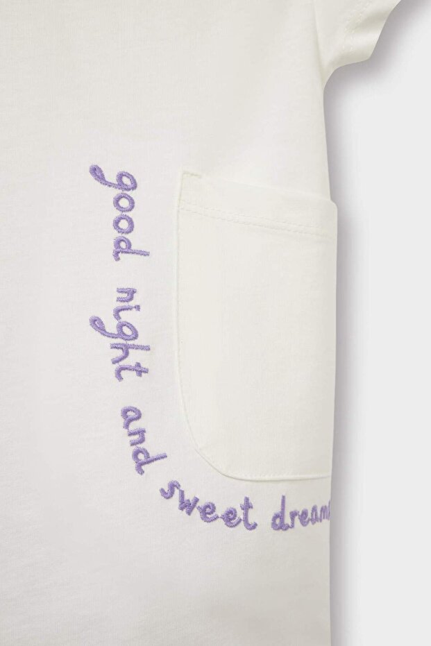 Kız Bebek Pijama Takımı Kısa Kollu Penye Üst Beli Lastikli Şort E1548A525HS - 4