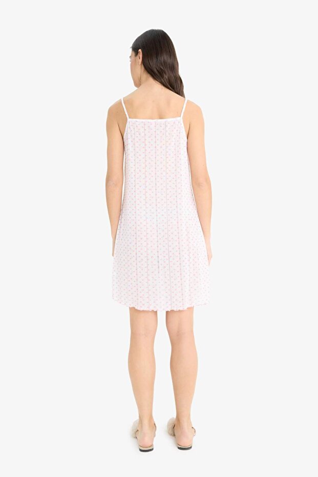 Regular Fit Askılı Dantelli Gecelik-Fall in Love F5772AX25SM - 6