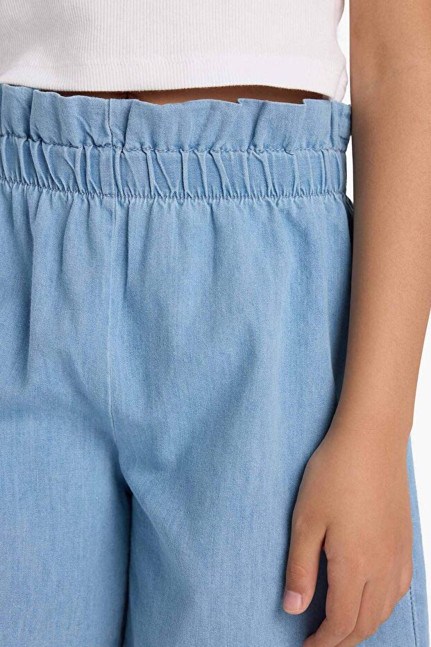 Kız Çocuk Beli Lastikli Jean Şort E6690A825SM - 6