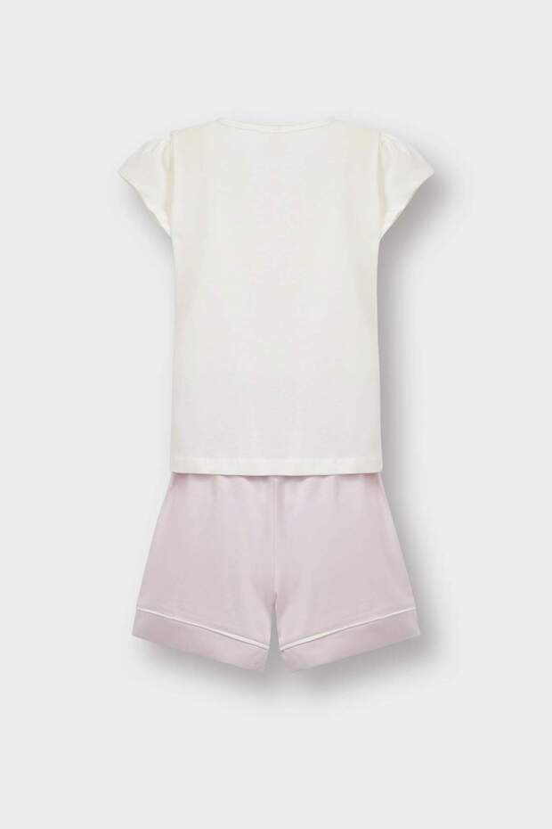 Kız Bebek Pijama Takımı Kısa Kollu Penye Üst Beli Lastikli Şort E1548A525HS - 5