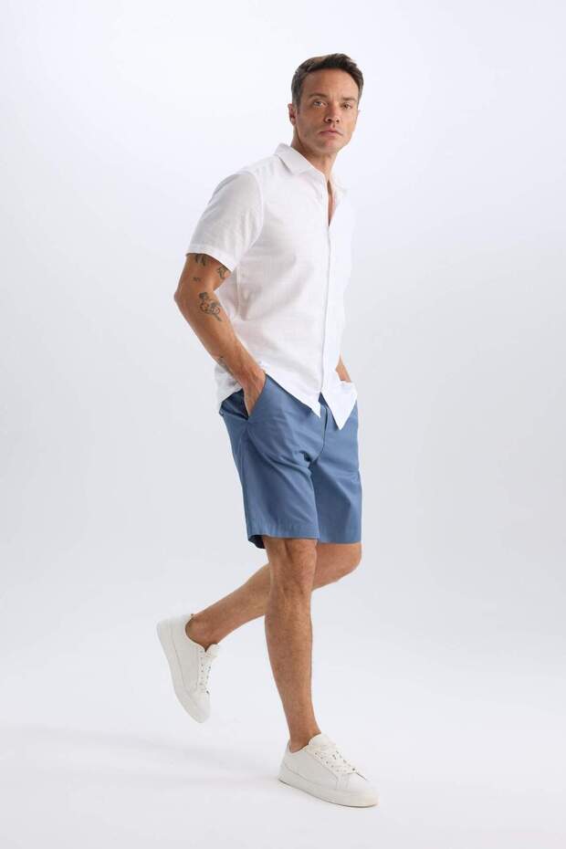 %100 Pamuk Regular Fit Gabardin Bermuda Şort C7684AX25SP - 1