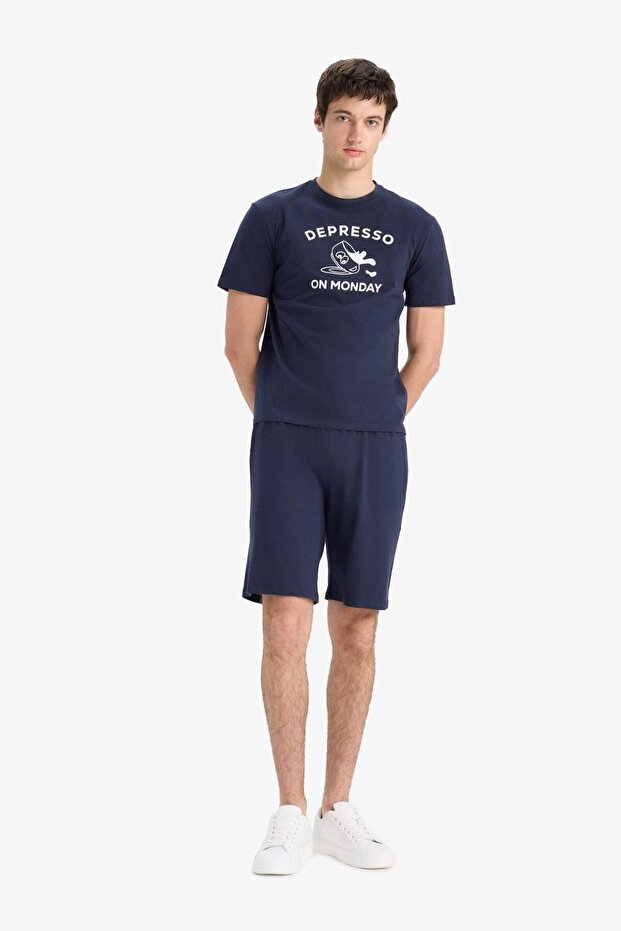 Regular Fit Pijama Takımı Baskılı Kısa Kollu Üst Şort E7150AX25SM - 2