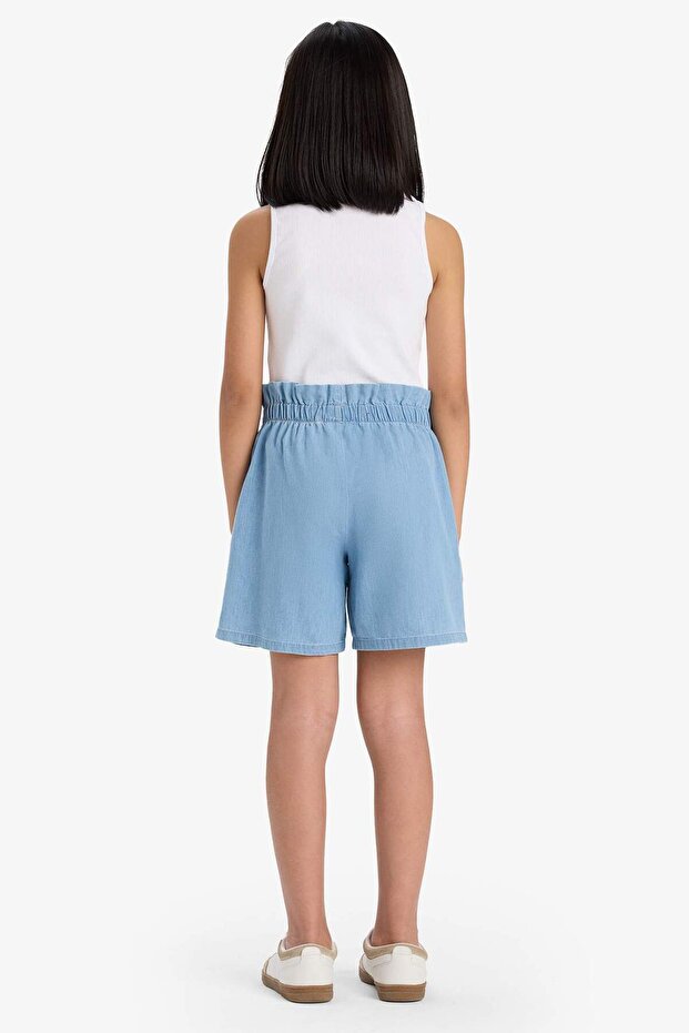 Kız Çocuk Beli Lastikli Jean Şort E6690A825SM - 7