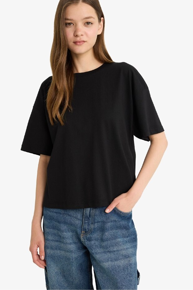 Coool Loose Fit Basic Plain Short Sleeve White T-Shirt F4603Axns