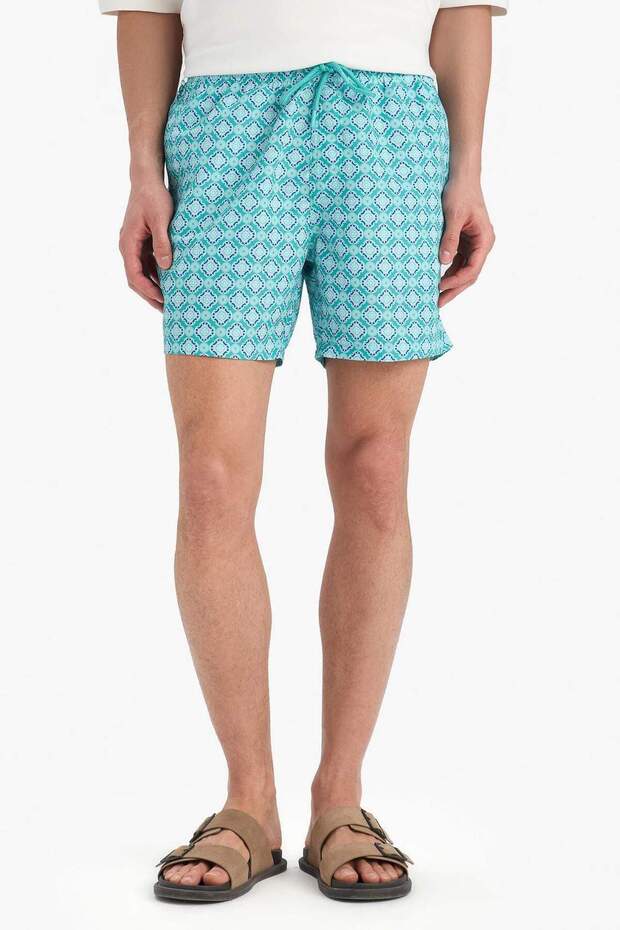 Gemusterte kurze Badeshorts mit Netzfutter E0976AX25HS - 5