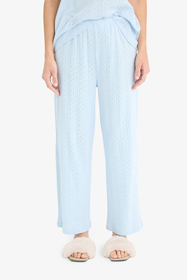 Regular Fit Pijama Takımı Kısa Kollu V Yaka Üst Beli Lastikli Uzun Alt-Fall in Love E9831AX25SM - 5