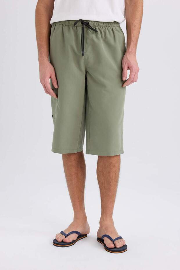 Long Fit File Astarlı Uzun Boy Kargo Cep Deniz Şortu E0905AX25HS - 4