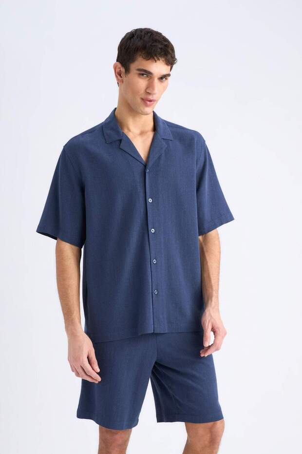 Relax Fit Yazlık Keten Karışımlı Şort D8835AX25SM - 6