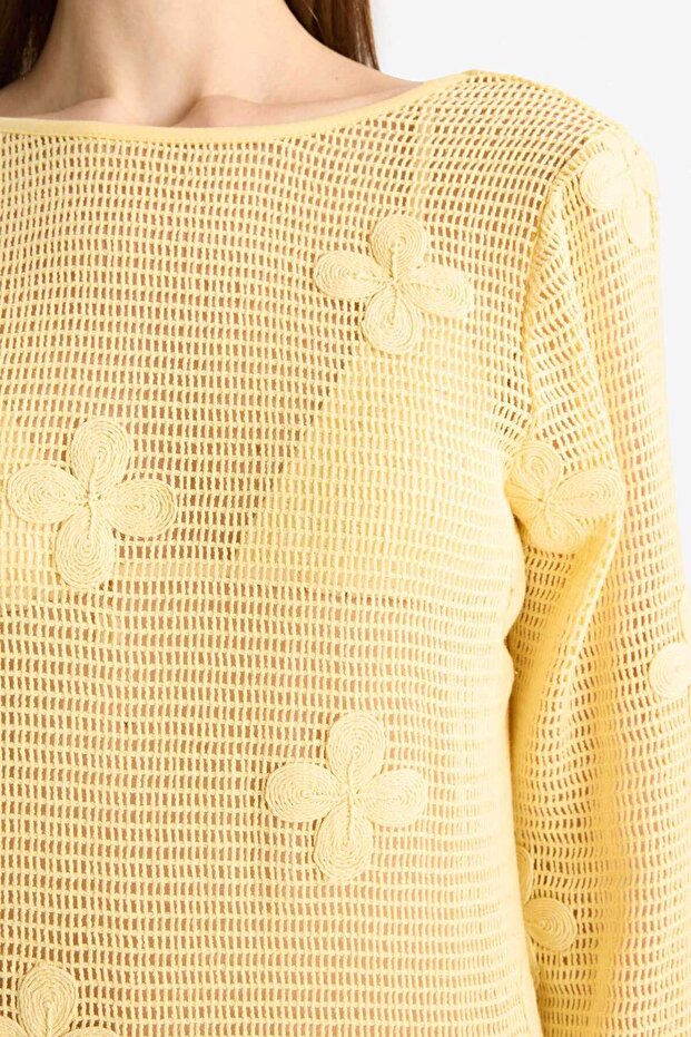 Regular Fit Uzun Kollu Dantelli Maxi Plaj Elbisesi-Fall in Love E0603AX25SM - 4