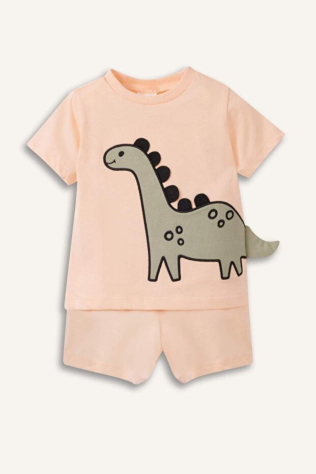 Erkek Bebek 2'li Pijama Takımı Kısa Kollu Penye Tişort Beli Lastikli Şort E4778A525SM - 5