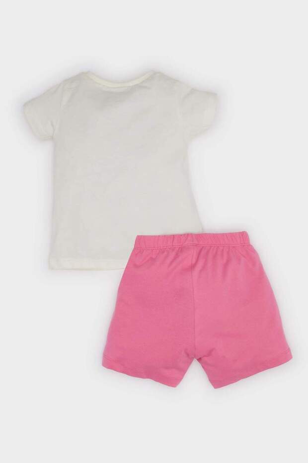 Kız Bebek 4lü Pijama Takımı Desenli Kısa Kollu Penye Üst Beli Lastikli Şort E1551A525HS - 5