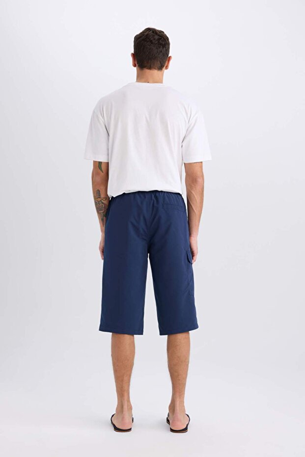 Long Fit File Astarlı Uzun Boy Kargo Cep Deniz Şortu E0905AX25HS - 6