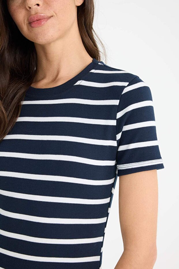 Bodycon Bodycon Bodycon Decolteu în dungi Camisole cu mânecă scurtă Rochie midi de vară E8988AX25S - 5