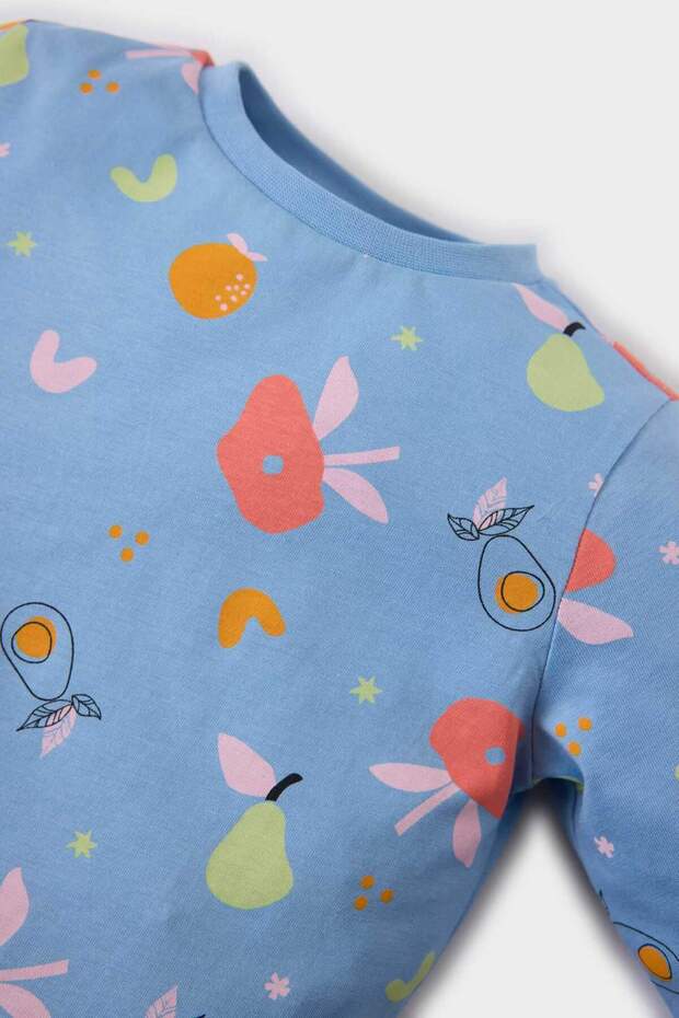 Kız Bebek Pijama Takımı Çiçekli Uzun Kollu Penye Üst Beli Lastikli Uzun Alt E1537A525SP - 3